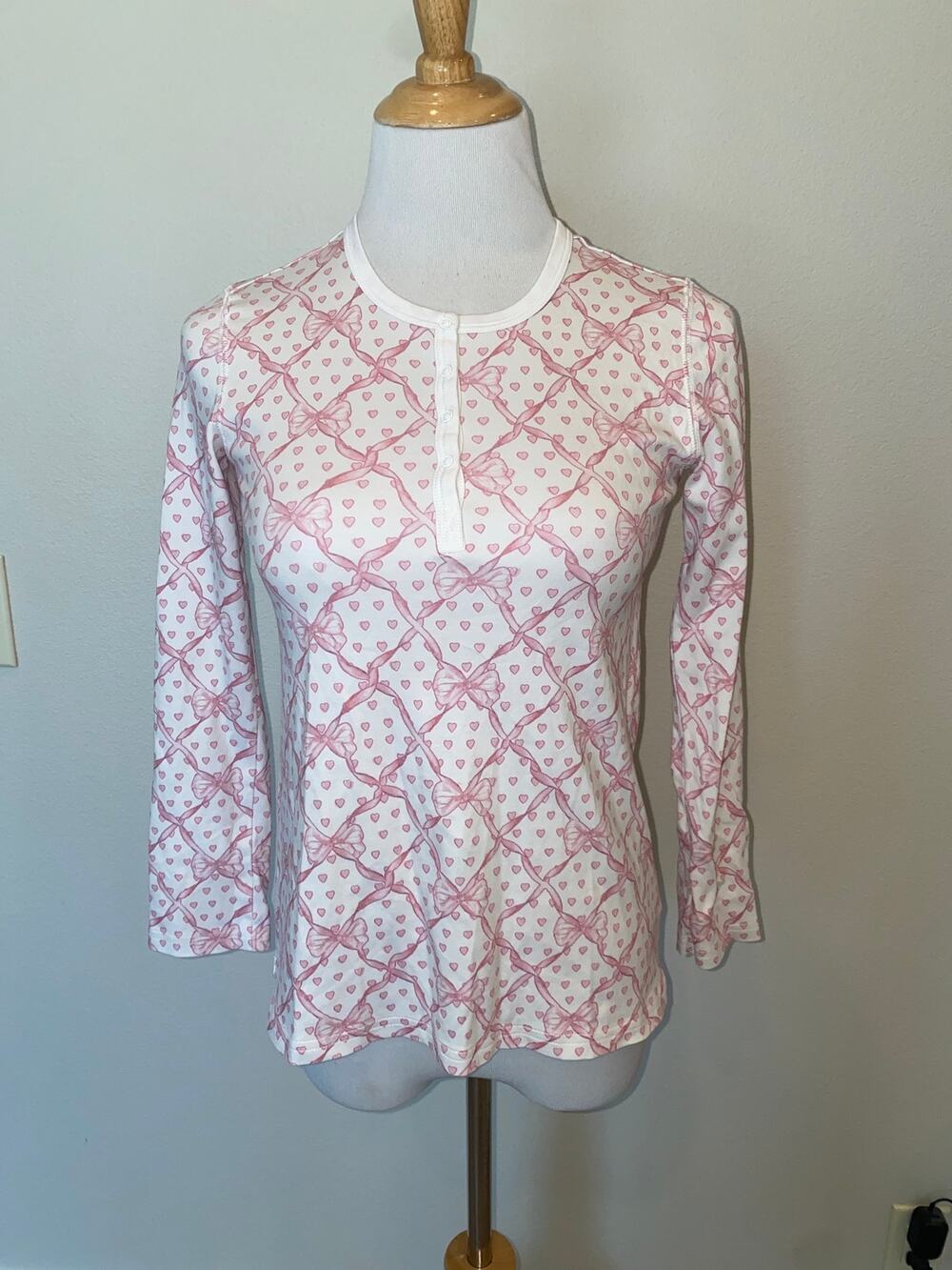LoveShackFancy x Roller Rabbit Baby Bow Pajama Top L/S Pink Size XS